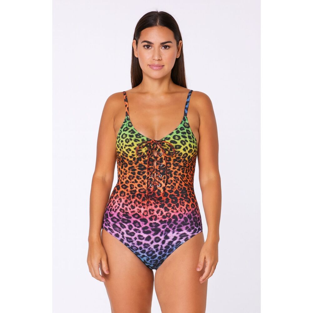 Sirena One-piece Rainbow Leopard Low Back Swimsuit M